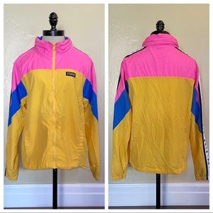 Victoria's Secret PINK Anorak Pink Yellow Blue Full Zipper WindBreaker Size XS/S